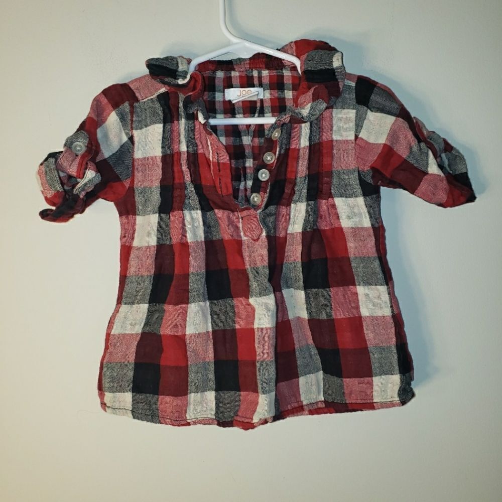JOE FRESH BUFFALO CHECKER PLAID BUTTON PULLOVER TUNIC SIZE 3T